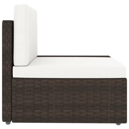 14-delige Loungeset met kussens poly rattan bruin - Afbeelding 7