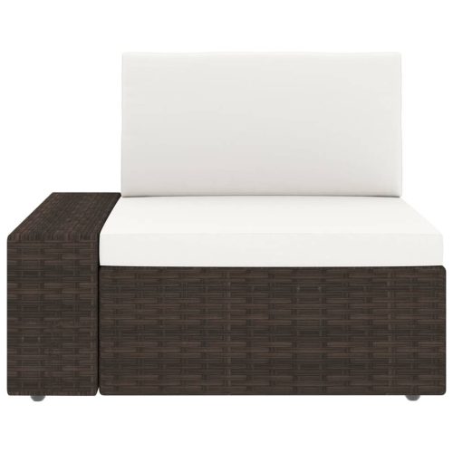 14-delige Loungeset met kussens poly rattan bruin - Afbeelding 8