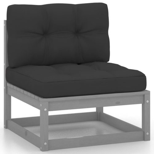 14-delige Loungeset met kussens massief grenenhout grijs - Afbeelding 4