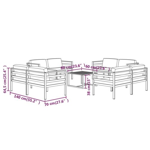 9-delige Loungeset met kussens aluminium antracietkleurig - Afbeelding 7