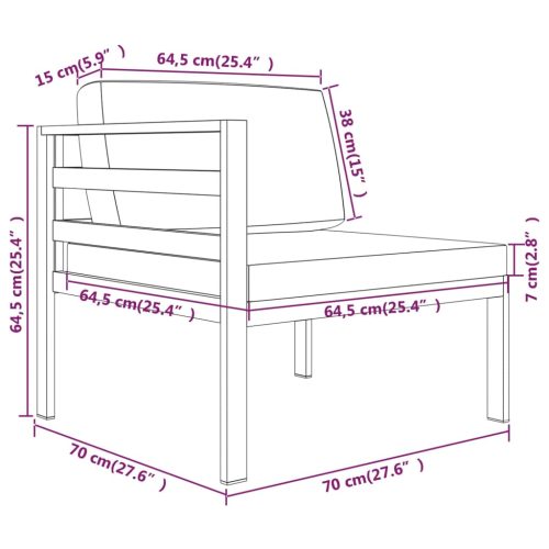 9-delige Loungeset met kussens aluminium antracietkleurig - Afbeelding 9
