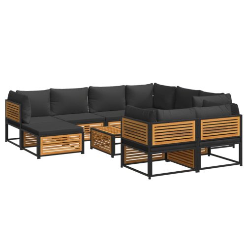 10-delige Loungeset met kussens massief acaciahout - Afbeelding 2