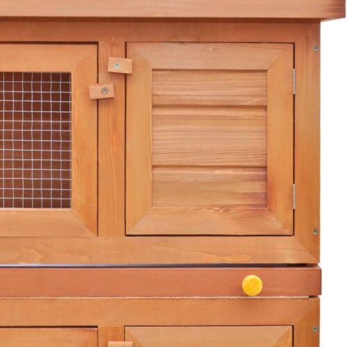 Buitenkonijnenhok voor kleine huisdieren, 4 deuren, hout - Afbeelding 4
