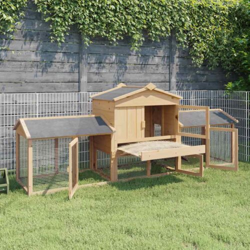 Kippenhok Bruin 225 x 60 x 89 cm Massief grenenhout - Afbeelding 3