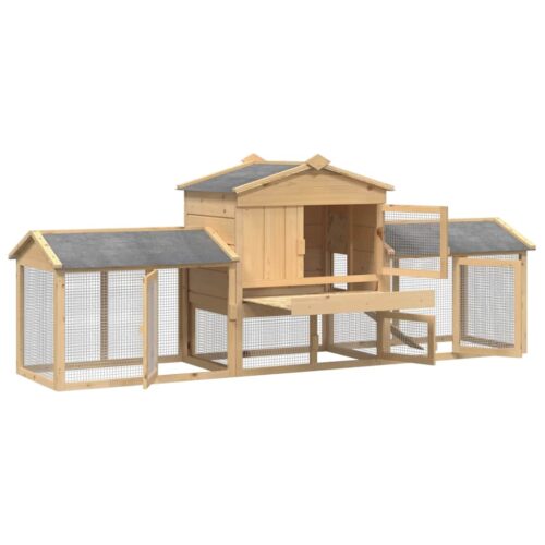 Kippenhok Bruin 225 x 60 x 89 cm Massief grenenhout - Afbeelding 6
