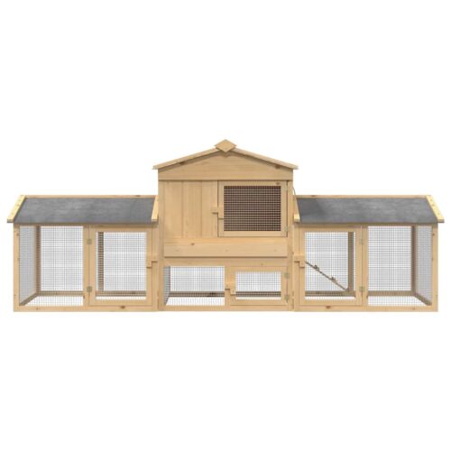 Kippenhok Bruin 225 x 60 x 89 cm Massief grenenhout - Afbeelding 7