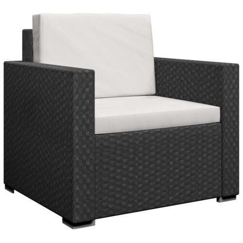 13-delige Loungeset met kussens poly rattan zwart - Afbeelding 4