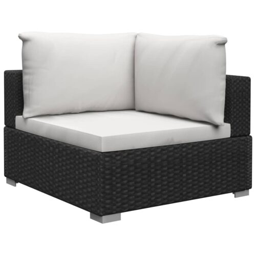 13-delige Loungeset met kussens poly rattan zwart - Afbeelding 5