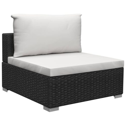 13-delige Loungeset met kussens poly rattan zwart - Afbeelding 6