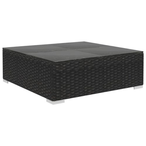 13-delige Loungeset met kussens poly rattan zwart - Afbeelding 8