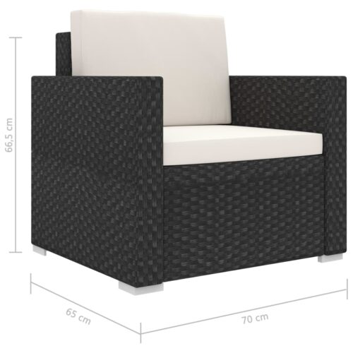 13-delige Loungeset met kussens poly rattan zwart - Afbeelding 9