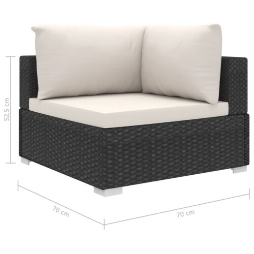 13-delige Loungeset met kussens poly rattan zwart - Afbeelding 10