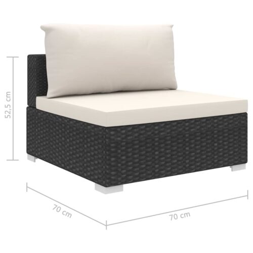 13-delige Loungeset met kussens poly rattan zwart - Afbeelding 11