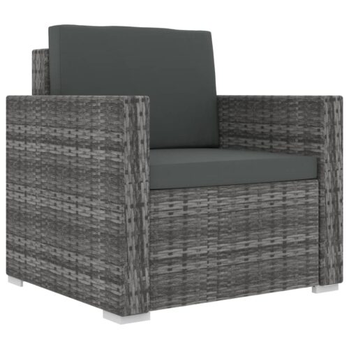 13-delige Loungeset met kussens poly rattan grijs - Afbeelding 4