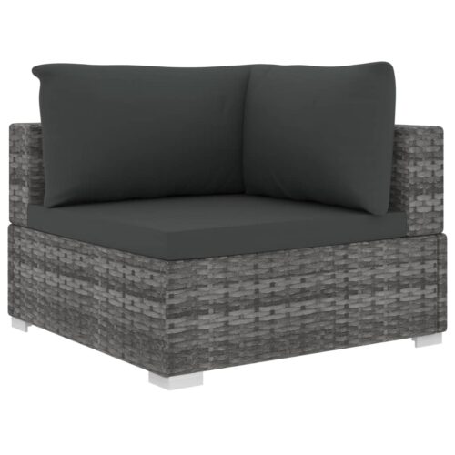 13-delige Loungeset met kussens poly rattan grijs - Afbeelding 5