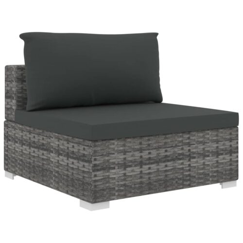 13-delige Loungeset met kussens poly rattan grijs - Afbeelding 6