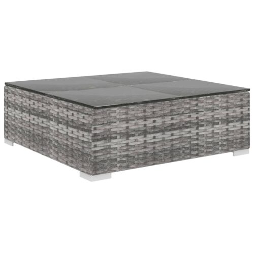 13-delige Loungeset met kussens poly rattan grijs - Afbeelding 8