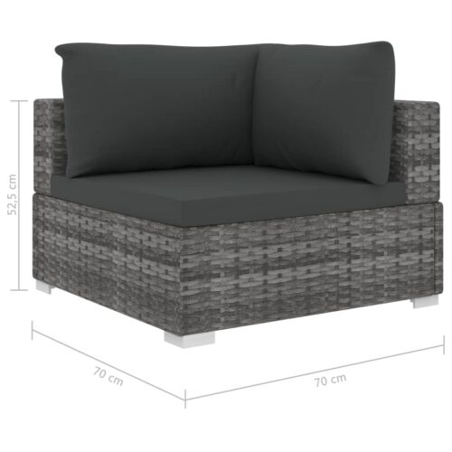 13-delige Loungeset met kussens poly rattan grijs - Afbeelding 10
