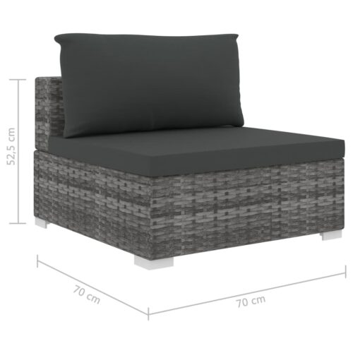 13-delige Loungeset met kussens poly rattan grijs - Afbeelding 11