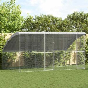 Kippenhok Zilver 400 x 200 x 198.5 cm Gegalvaniseerd staal