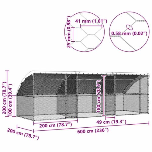 Kippenhok Zilver 600 x 200 x 198.5 cm Gegalvaniseerd staal - Afbeelding 11