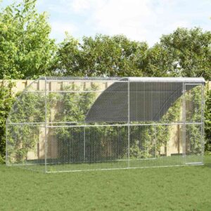 Kippenhok Zilver 400 x 200 x 198.5 cm Gegalvaniseerd staal