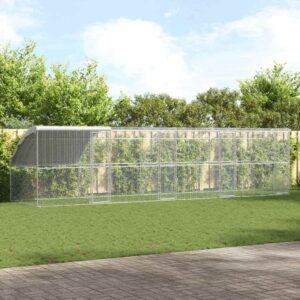Kippenhok Zilver 800 x 200 x 198.5 cm Gegalvaniseerd staal