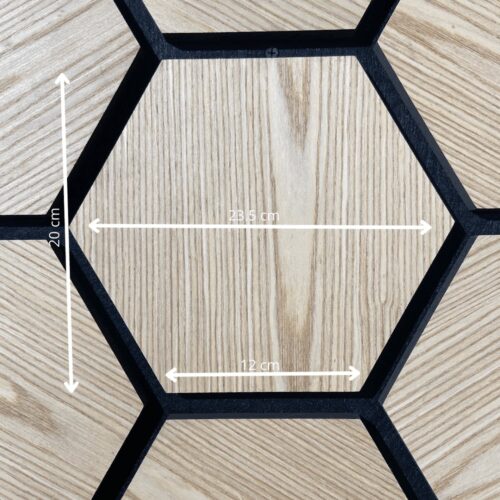€27,- PER PANEEL - HEXAGON LICHT EIKEN Akupanel 76x62 cm akoestische wand panelen lattenwand met Vilt - Afbeelding 2