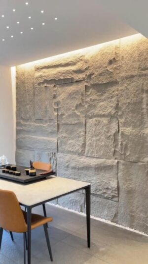 3D XL Beige- Marfil Rotswand Wandpaneel 60x120