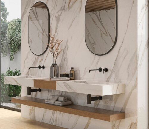 €49 PER PANEEL - 120x280x0,3 cm - PVC Wandpaneel Calacatta Gold Hoogglans - Afbeelding 2