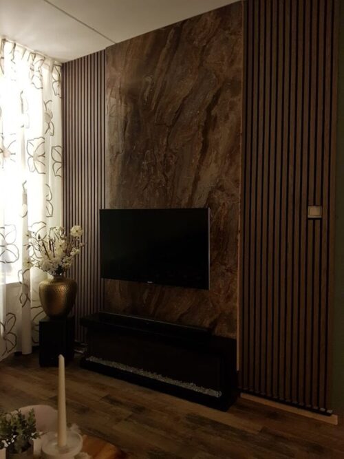 €69 PER PANEEL - 52x260 cm EXPLORE North Sea WALNOOT Eiken akoestische wand panelen lattenwand met Vilt - Afbeelding 2