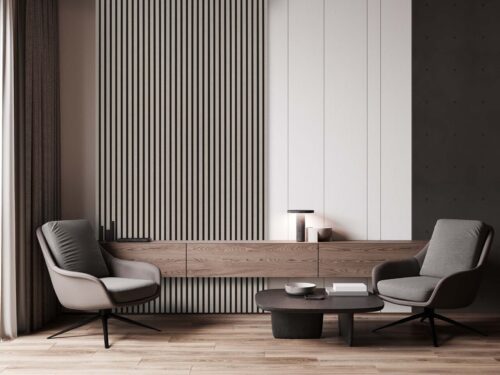 €69 PER PANEEL - 52x260 cm EXPLORE TAUPE akoestische wand panelen lattenwand met Vilt - Afbeelding 2