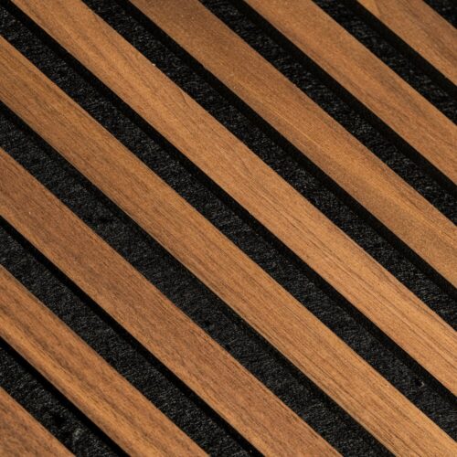 €79 PER PANEEL VISGRAAT - HONGAARSE PUNT 52x260 cm WALNOOT akoestische wand panelen lattenwand met Vilt