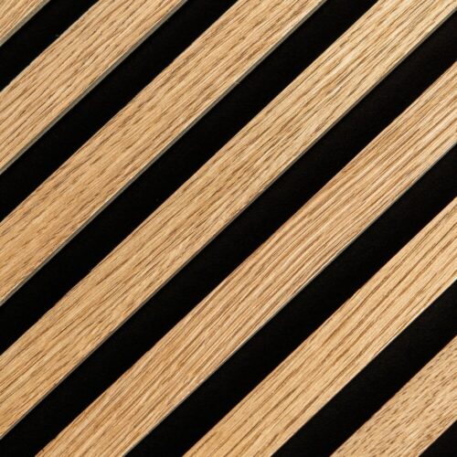 €79 PER PANEEL VISGRAAT - HONGAARSE PUNT  52x260 cm LICHT EIKEN akoestische wand panelen lattenwand met Vilt