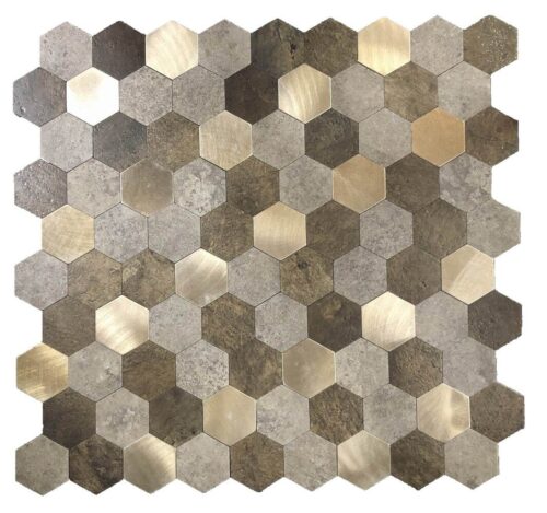 Bruin-Koper MIX HEXAGON - Zelfklevend Mozaiek 288x280x4mm