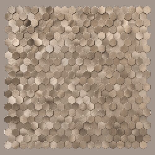 Geborsteld MINI Hexagon Bronce - Zelfklevend Mozaiek 308x298x4mm