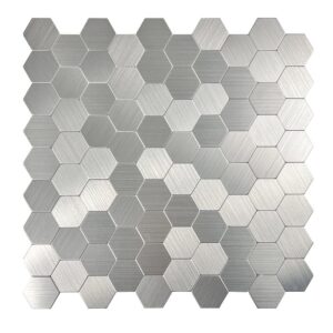 Geborsteld Zilver HEXAGON - Zelfklevend Mozaiek 291x286x4mm