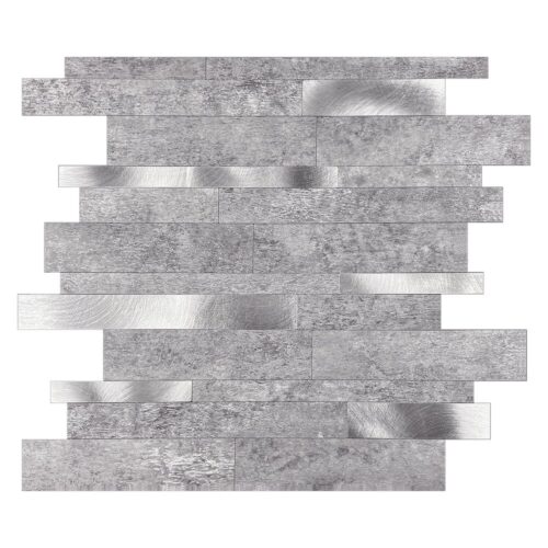 Grijs-Zilver Natuursteen ALU Wildverband - Zelfklevend Mozaiek 303x298x4mm