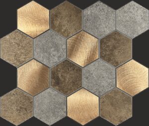 Koper XL Taupe Grijs HEXAGON  - Zelfklevend Mozaiek 29.2x25.4x4mm