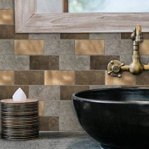 Koper XL Taupe Grijs METRO  - Zelfklevend Mozaiek 30.5x30.5x4mm - Afbeelding 2