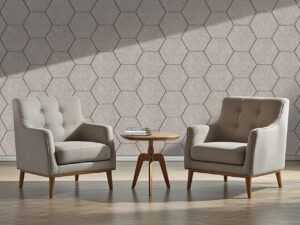 OPPIO Viltpaneel TAUPE - HEXAGON - 60x280 cm - Brandvertragend & Geluiddempend