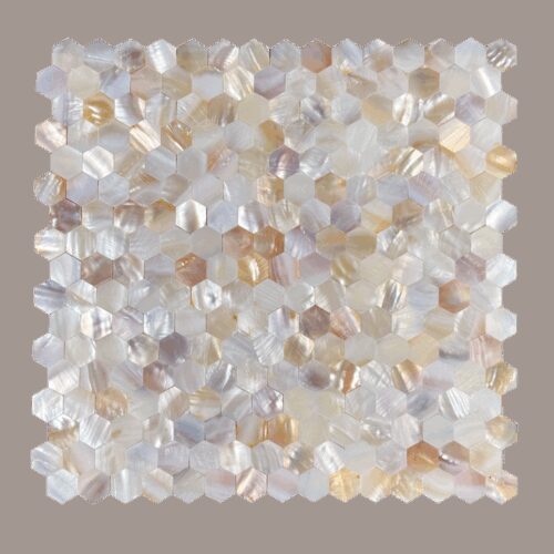 SHELL Tiles - Mother of PEARL HEXAGON wit - Zelfklevend Mozaiek 305x305x3.3mm