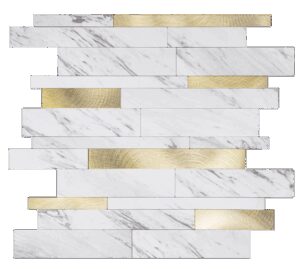 Wit Marmerlook met GOUDEN ALU Wildverband - Zelfklevend Mozaiek 303x298x4mm