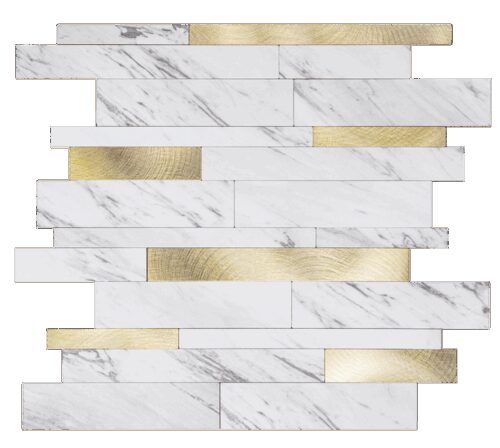 Wit Marmerlook met GOUDEN ALU Wildverband - Zelfklevend Mozaiek 303x298x4mm