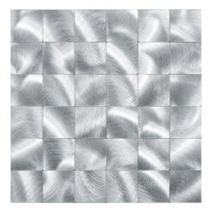 XL Geborsteld Zilver - Grote blokken - Zelfklevend Mozaiek 305x305x4mm