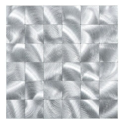 XL Geborsteld Zilver - Grote blokken - Zelfklevend Mozaiek 305x305x4mm