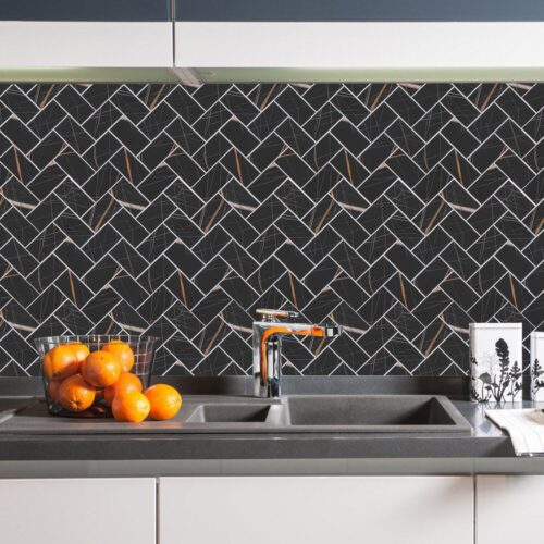 XL Visgraat Ceasar Black - Zelfklevend Mozaiek 272x240x4mm - Afbeelding 2