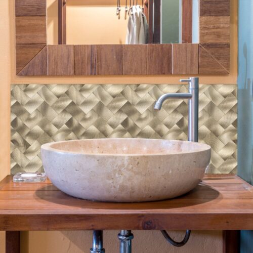 XL Visgraat Geborsteld Goud - Zelfklevend Mozaiek 272x240x4mm - Afbeelding 2