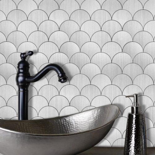 XL Zilver Schelpjes - Zelfklevend Mozaiek 266x266x4mm - Afbeelding 2