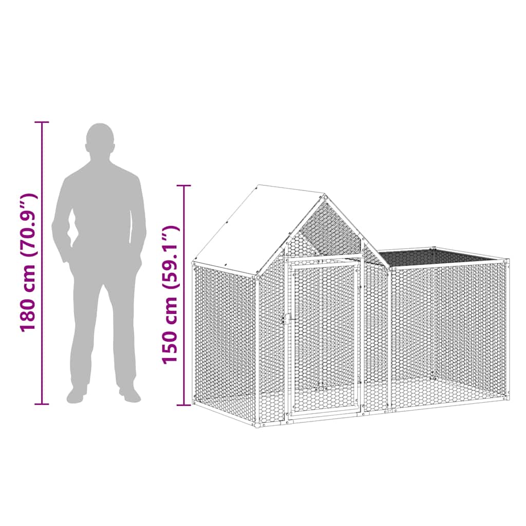 Kippenren 2x1x1,5 m gegalvaniseerd staal - Afbeelding 10
